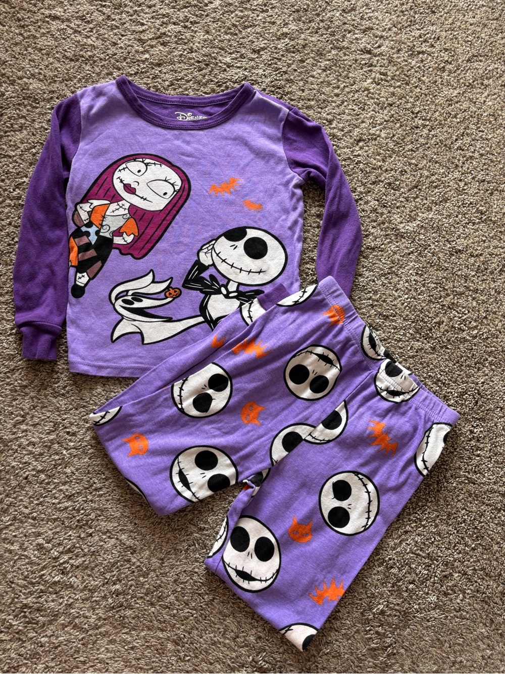 Jack Skellington pajamas set kids size 8 nightmare before Christmas Disney